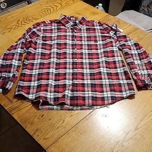 Chaps Mens Classic Oxford Plaid Red Black Shirt Preowned EXTRA LARGE  Shirt XL